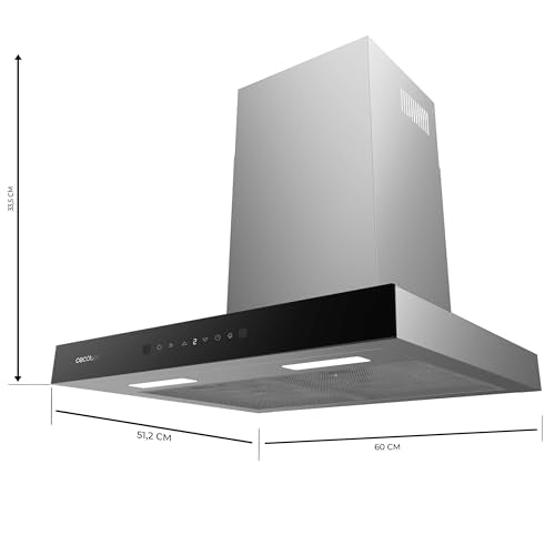 Cecotec - 60 cm Glass Black Extractor, 550m³/h Suction, Touch Control, LED Light