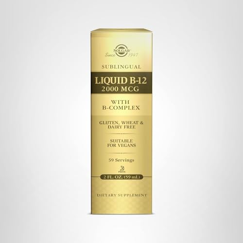 Solgar Sublingual Liquid B-12 2000 mcg with B-Complex, Supports Production of Energy - Nervous System - Promotes Heart Health - Vegan, Gluten Free, Kosher, 2 Fl Oz - Medaid International