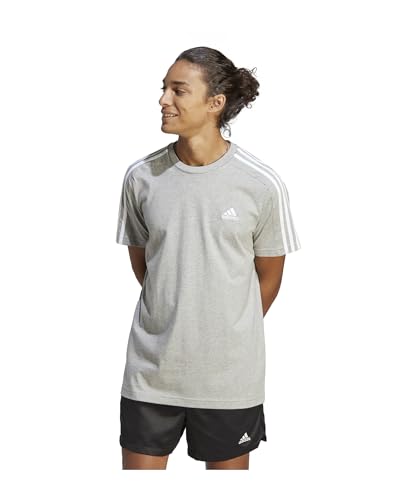 adidas Mens T-Shirt (Short Sleeve), Medium Grey Heather/White, Large - Medaid International