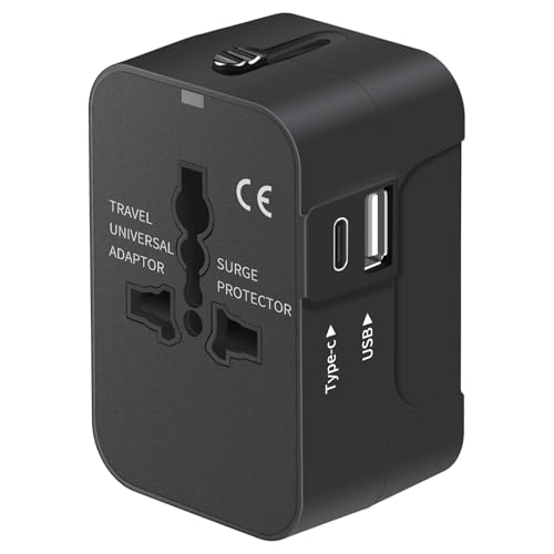 TravelMate - Universal Travel Adapter with USB-C Charging Ports, Black