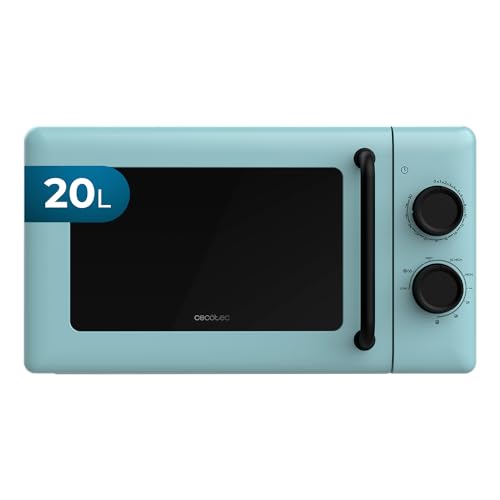 Cecotec - 20L Mechanical Microwave with Grill, 700W, 6 Cooking Levels, Blue Design