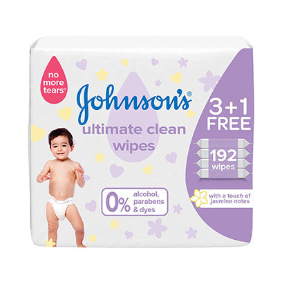 Johnson's Baby Ultimate Clean Wipes Jumbo Bundle - 192 Wipes - Medaid