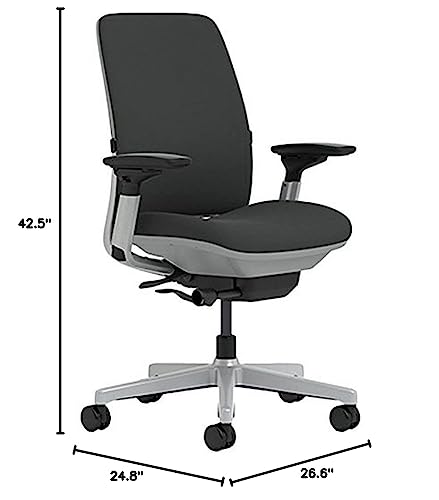 Steelcase Amia Chair with Platinum Base & Hard Floor Casters, Licorice - Medaid International