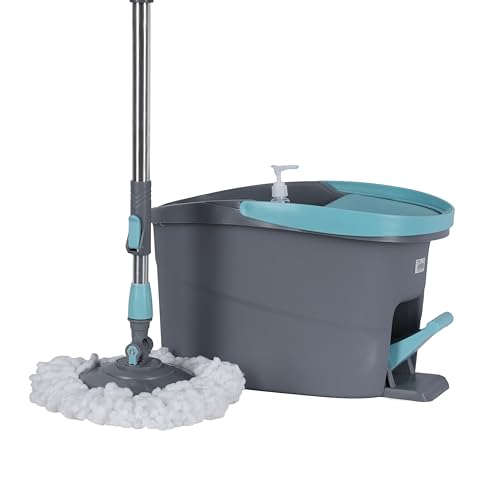 Delcasa Easy Wring & Clean Spin mop & Bucket Set with Foot Pedal Floor mop with Spinning Wringer Turbo Refill 100% Microfibre mop Head - Medaid International
