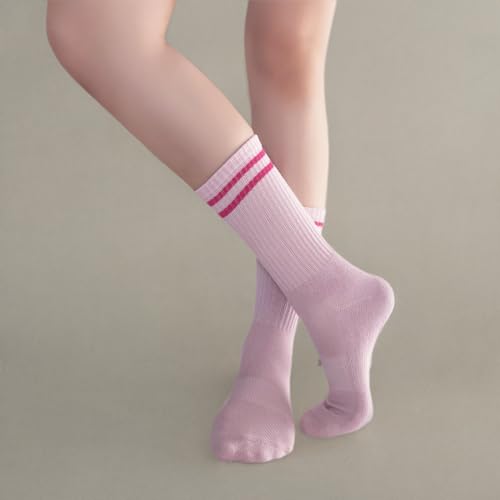JCZANXI Yoga Socks with Grips for Women, Non Slip Socks for Yoga, Pilates, Barre, Dance | Ideal Cushioned Crew Socks (Black/Grey/Pink) - Medaid International