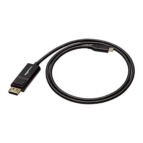 Amazon Basics - Bi-Directional USB-C to DisplayPort Cable, 3 ft, Black, 4K Support