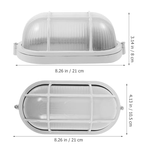 Hemoton - 8.5" Nautical Outdoor Wall Lamp, E26 Base, Frosted Glass, Aluminum