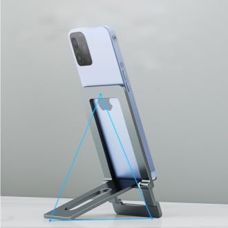 Portable Cell Phone Stand, Foldable Aluminum Adjustable Phone Holder for Desk Travel Essentials Office Accessories Compatible for All Smartphone-Grey - Medaid International