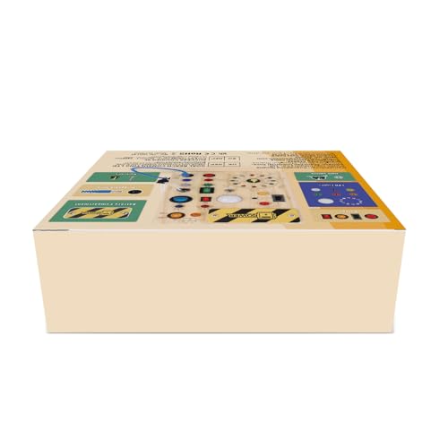 Iabedi Busy Board, Montessori Toy for 1-3 Years Old, Wooden Toddler Sensory Travel Toy, Ideal Gift for 1+ Year Old Boys (Busy Board Plus V2), Medium, Yellow - Medaid International
