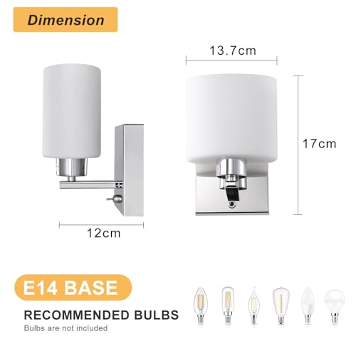 Harper Living - Modern Wall Sconce with Toggle Switch, Polished Chrome Finish