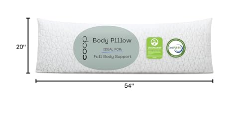 Coop Home Goods Original Adjustable Body Pillow, 20x54 Long Pillow for Back, Shoulder, Hip and Knee Support, Side Sleeper Body Pillows for Adults with Memory Foam & Washable Cover - Medaid International