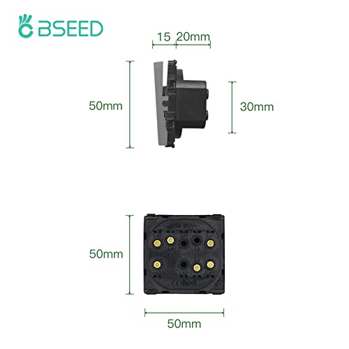 Bseed - EU Standard 1 Gang 3 Way Light Switch, Grey, 86mm Size, Function Button