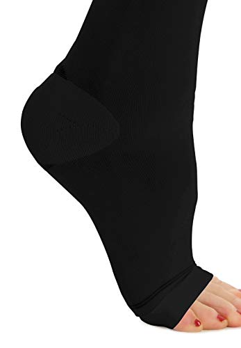 Relaxsan Antiembolism M0350A (1 Pair - Black, S) Open-toe anti-embolism knee high socks - 18 mmHg, 100% Made in Italy - Medaid International