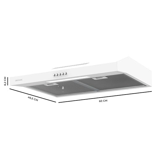 Cecotec - 60 cm Cooker Hood Bolero Flux CM 602200, 220 m3/h Suction, 3 Power Levels, White Finish