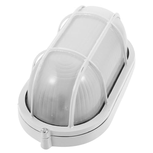 Hemoton - 8.5" Nautical Outdoor Wall Lamp, E26 Base, Frosted Glass, Aluminum