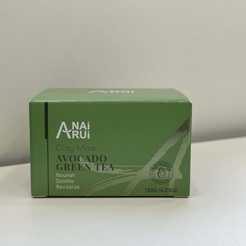 ANAI RUI Green Tea Face Mask with Avocado, Clay Facial Mask for Acne, Detox, Face Cleansing Mask, Hydrating, Nourishing, Soothing, 120g/4.23 oz - Medaid International