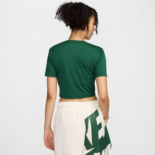 NSW Essential Slim Cropped Womens Short Sleeve Shirt (Green/White) Size X-Small - Medaid International