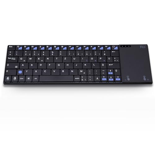Rii - Wireless Keyboard with Touchpad, Rechargeable, 2.4GHz, Compatible with Laptops/Desktops