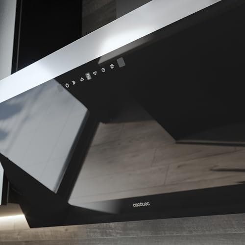 Cecotec - 90cm Cooker Hood, 165W, 650m3/h Suction, Touch Control, Black Glass