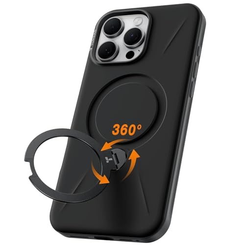 TORRAS 360° Spin Stand for iPhone 16 Pro Max Case, Fit for Magsafe, Mil-STD Protective Hard PC Scratch-Resistant Case for iPhone 16 Pro Max Phone Case with Kickstand, Ostand Spin, Onyx Black, 6.9 inch - Medaid International