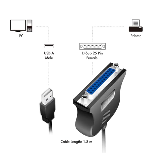 LogiLink - USB 2.0 To Parallel Adapter 1.5 M Black