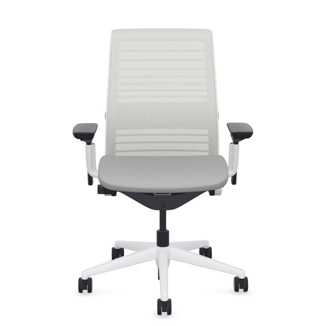 Steelcase Think Office Chair - Ergonomic Work Chair - Lumbar Support - 4D Arms - Seagull Frame with 3D Knit Back - Nickel Fabric with Wheels for Carpet Flooring - Medaid International