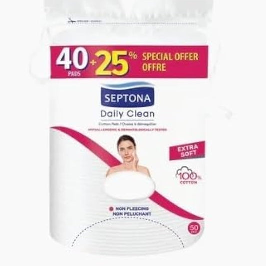 Septona Oval Cotton Pads 40+25%Special Offer - 40 Pcs - Medaid