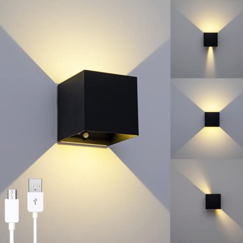 Senfay - LED Motion Sensor Wall Lamp, USB Rechargeable, Adjustable Beam Angle