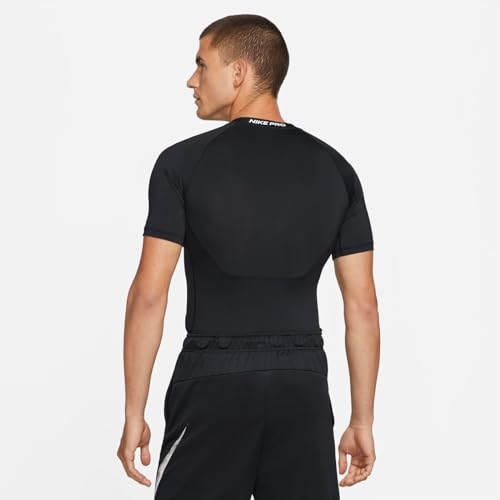 Nike Pro Dri-FIT Men's Tight Fit Short-Sleeve Top (as1, Alpha, l, Regular, Regular, Black/White) - Medaid International