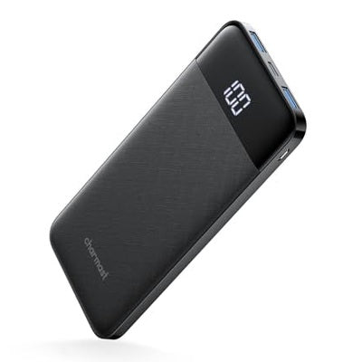 Charmast - Ultra Slim 10400mAh Power Bank, USB C In&Out, LED Display