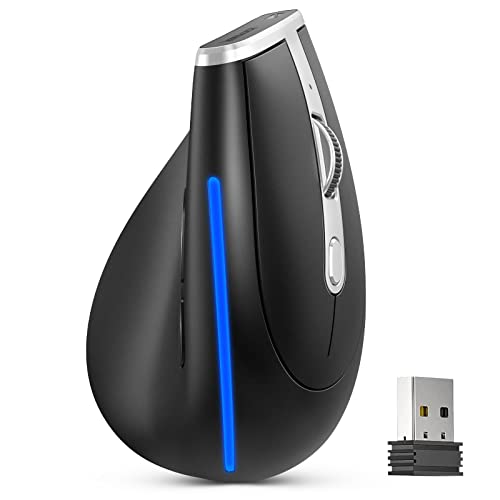 ECHTPower Wireless Vertical Ergonomic Mouse - Silent 2.4G, 6 Buttons, Right Hand, Windows/MacOS Support