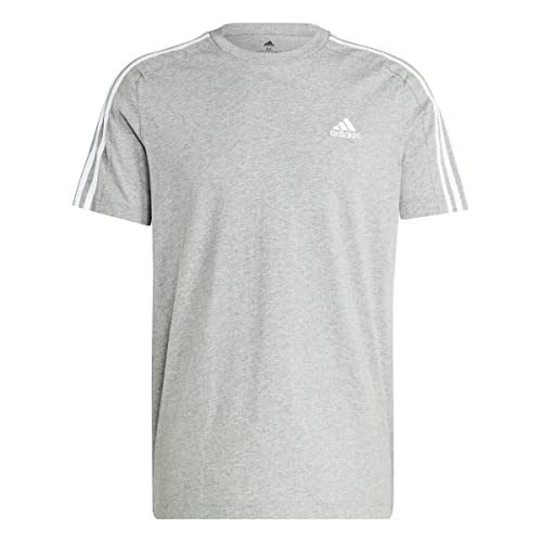 adidas Mens T-Shirt (Short Sleeve), Medium Grey Heather/White, Small - Medaid International