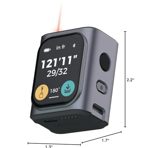 HOZO M-Cube Laser Measuring Tool,164ft/50m,±1/16 inch Accuracy,Rechargeable Modular Laser Measurement Tool for Area,Volume,Pythagorean,Big Number LCD Display | Bluetooth App,Small Laser Tape Measure - Medaid International