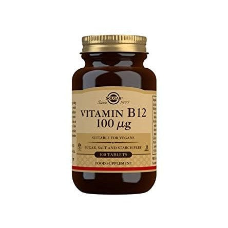 Solgar Vitamin B12 100 mcg - 100 Tablets - Energy Metabolism & Nervous System Support - Non-GMO, Vegan, Gluten & Dairy Free, Kosher, Halal - 100 Servings - Medaid International