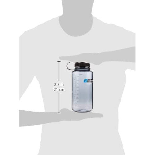 Nalgene Leak Proof Tritan BPA-Free Water Bottle - 32 oz Wide Mouth - Made in the USA for Outdoor Use & Daily Hydration (Grey w/Black Lid)|B0B9T4KCV7
