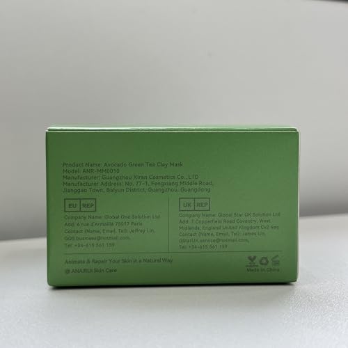 ANAI RUI Green Tea Face Mask with Avocado, Clay Facial Mask for Acne, Detox, Face Cleansing Mask, Hydrating, Nourishing, Soothing, 120g/4.23 oz - Medaid International