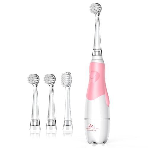 Dada-Tech - Toddler Electric Toothbrush with LED Light, 2-Minute Timer, 4 Heads