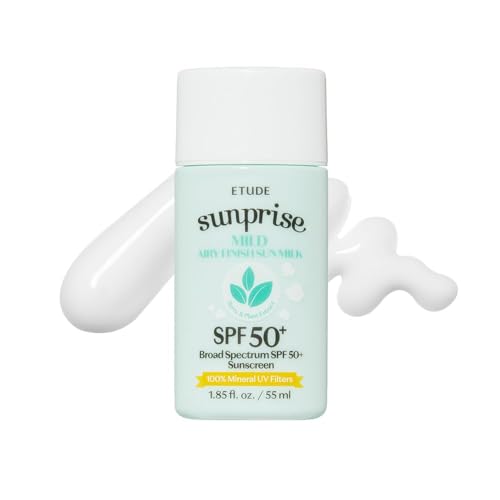 ETUDE Sunprise Sunscreen Mild Sun Milk SPF 50+ / PA++++ (55ml) | Sebum-free, Non-Sticky, Long Lasting Protection, 100% Mineral Korean Sunscreen for sensitive skin - Medaid International