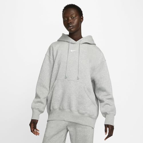 Nike, Women's, Sportswear Phoenix Fleece Oversized Pullover Hoodie, Dark Grey Heather/Sail, M - Medaid International