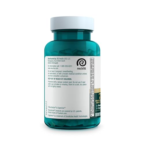 NEURIVA Ultra Decaffeinated Clinically Tested Nootropic Brain Supplement for Mental Alertness, Memory, Focus & Concentration, Cognivive, Neurofactor, Phosphatidylserine, Vitamins B6 B12, 60 Capsules - Medaid International
