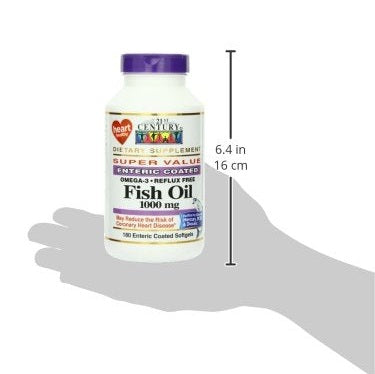 21st Century Fish Oil 1000 Mg Enteric Coated Softgels, 180Count - Medaid International