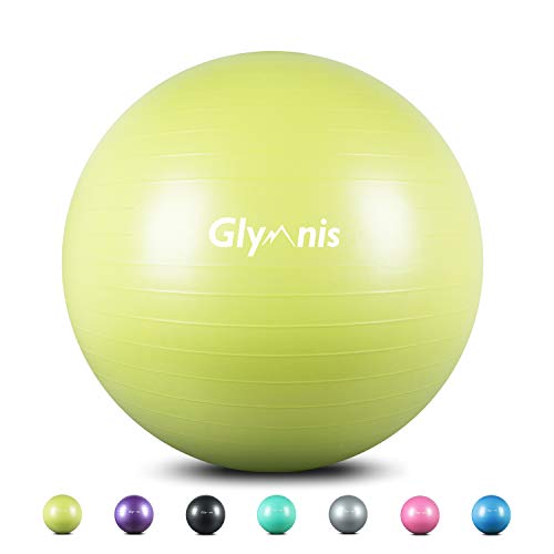 Glymnis - Anti-Burst Yoga Ball for Fitness, Stability, Slip Resistant, Quick Pump