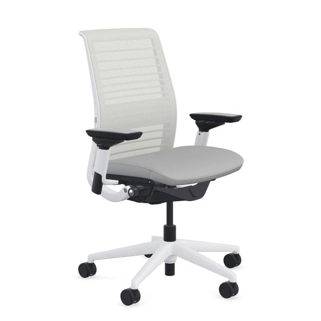 Steelcase Think Office Chair - Ergonomic Work Chair - Lumbar Support - 4D Arms - Seagull Frame with 3D Knit Back - Nickel Fabric with Wheels for Carpet Flooring - Medaid International