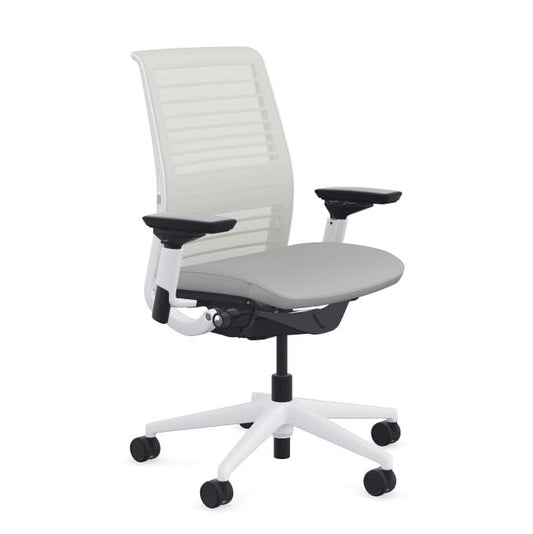 Steelcase Think Office Chair - Ergonomic Work Chair - Lumbar Support - 4D Arms - Seagull Frame with 3D Knit Back - Nickel Fabric with Wheels for Carpet Flooring - Medaid International