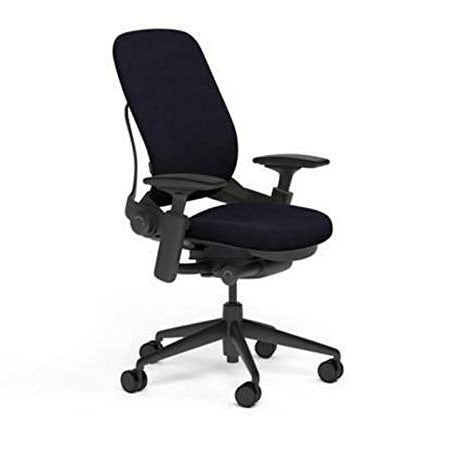 Steelcase Leap Desk Task Chair in Buzz2 5F17 Black Fabric - 4-Way Highly Adjustable Arms - Black Frame and 7" Tall Seat Height Base - Soft Dual Wheel Hard Floor Casters - Medaid International
