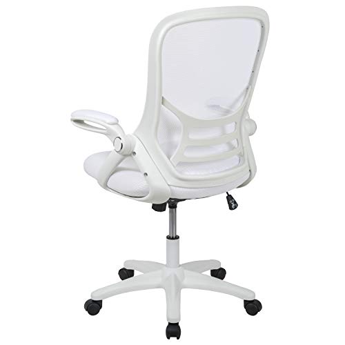 Flash Furniture Porter High-Back Swivel Office Chair with Adjustable Lumbar Support and Height, Ergonomic Mesh Desk Chair with Flip-Up Armrests, White - Medaid International