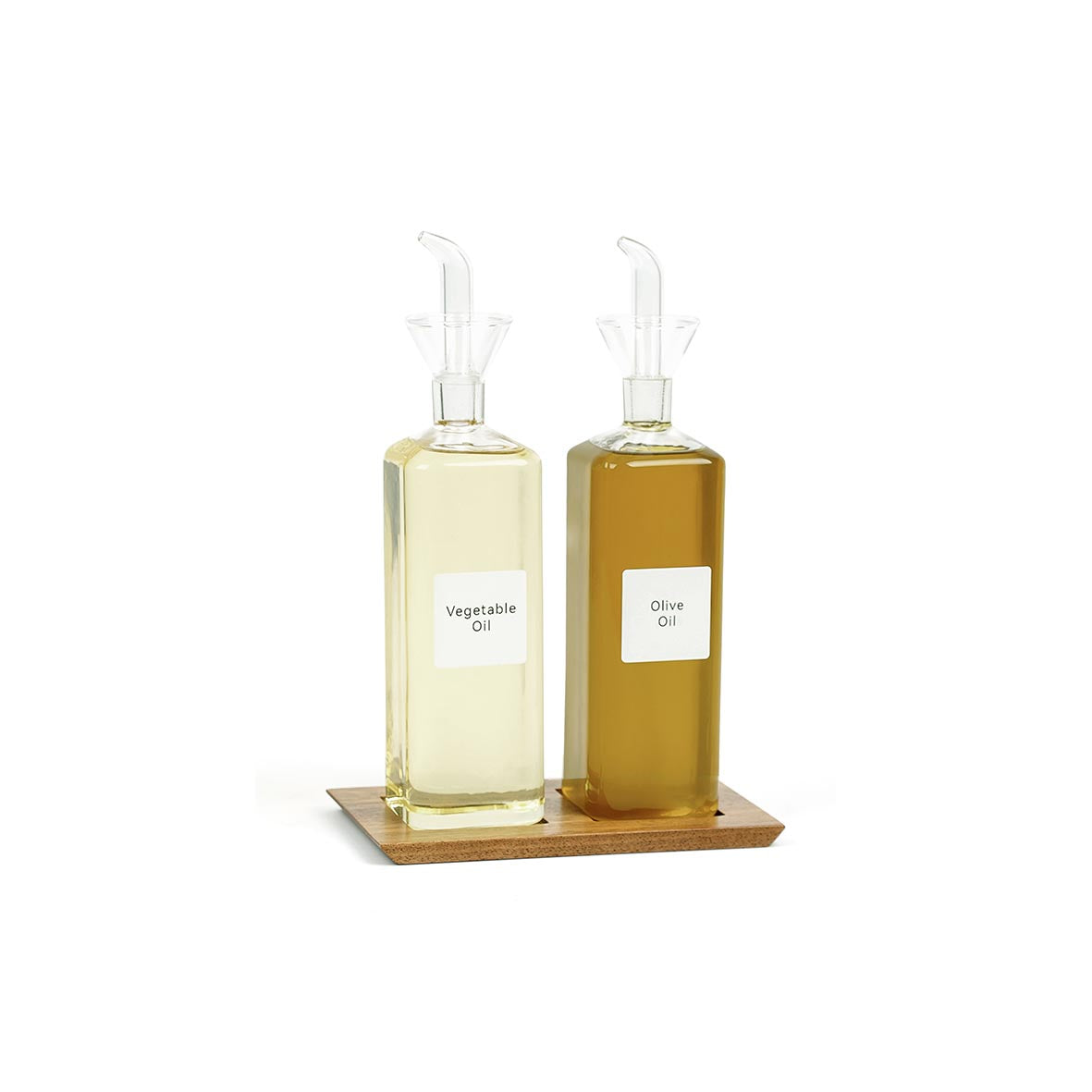 Walnut Duo Organizer W/ Soy Oil Glass Bottle Set