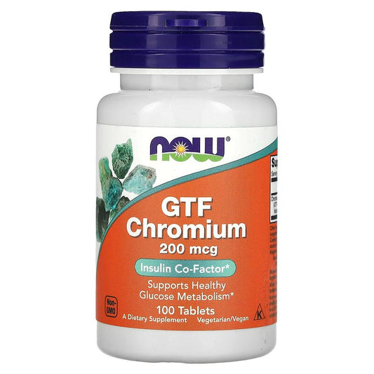 NOW Foods, GTF Chromium, 200 mcg, 100 Tablets - Medaid International