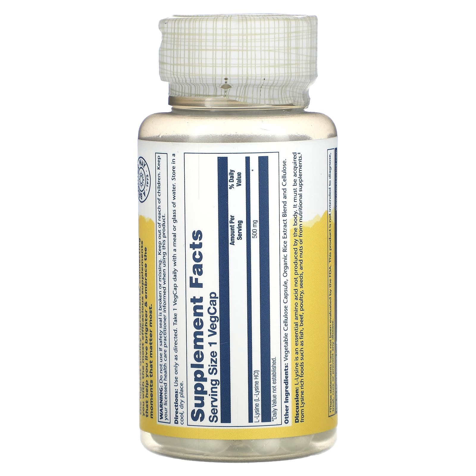 Solaray, L-Lysine, 500 mg, 60 VegCaps - Medaid International