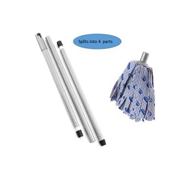 Addis Cloth Mop with 3-Piece Handle, Blue/White/Metallic Grey - Medaid International